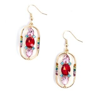 Elegant Gold and Red Gemstone Earrings